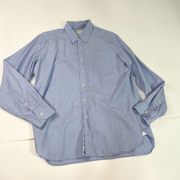 J. Crew Shirt Mens Large Blue Solid Long-Sleeve Button-Down Pointed Collar Tee - Picture 1 of 8